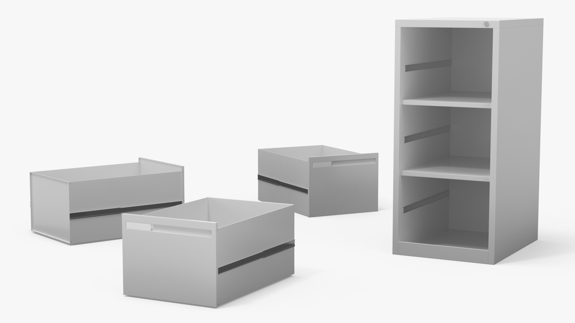 3D Filing Cabinet 3 Drawer Grey model