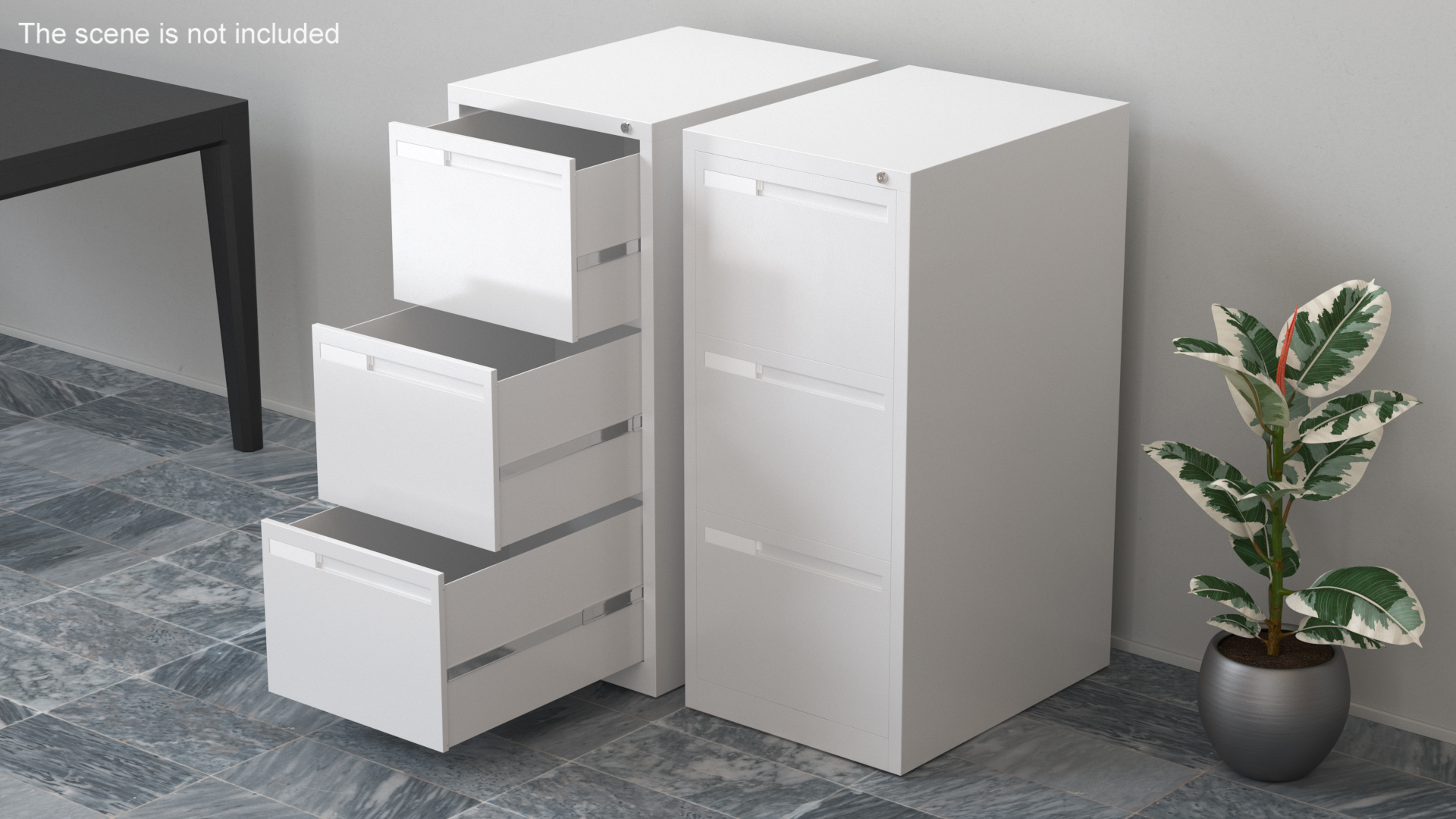 3D Filing Cabinet 3 Drawer Grey model