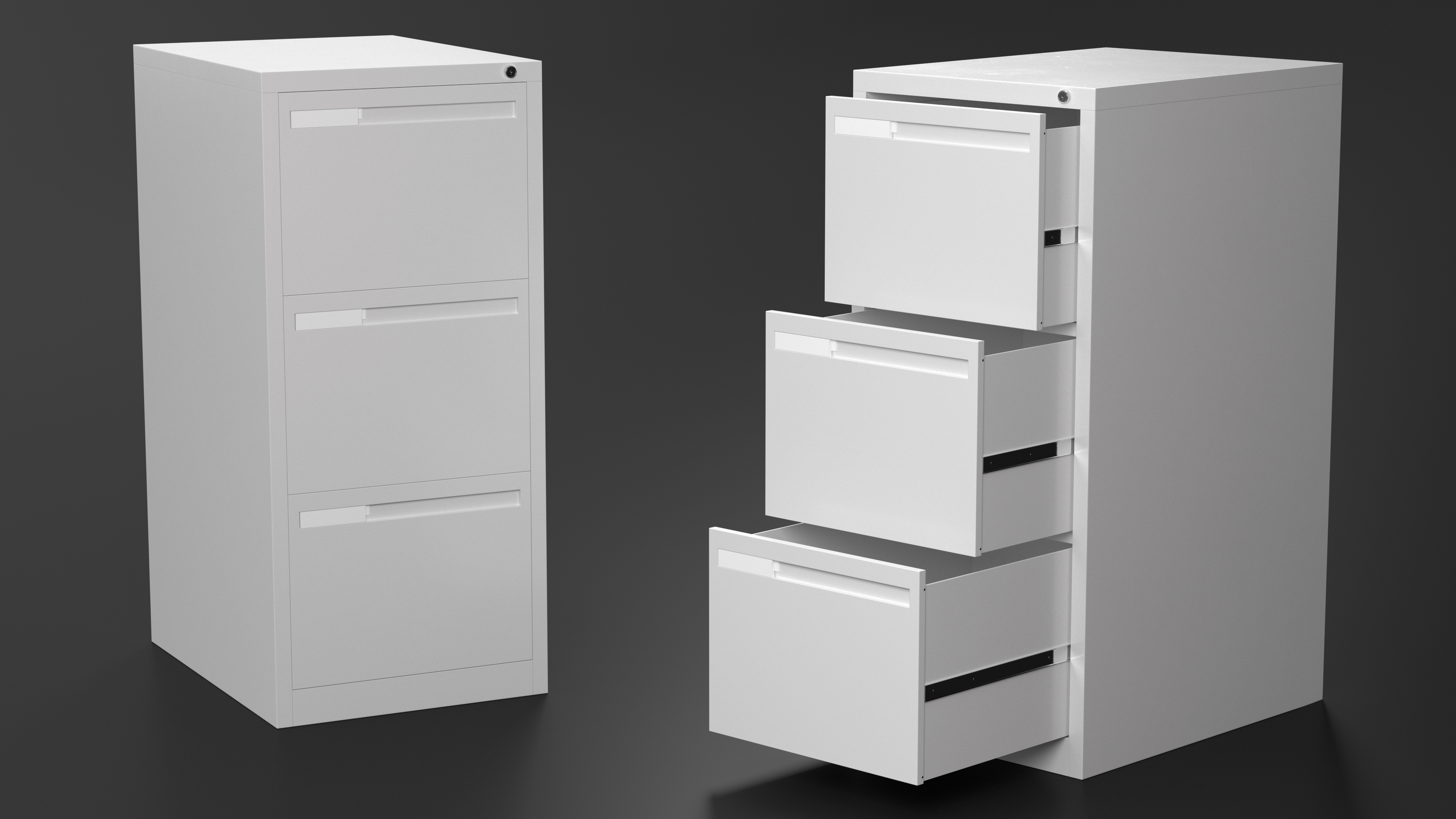 3D Filing Cabinet 3 Drawer Grey model