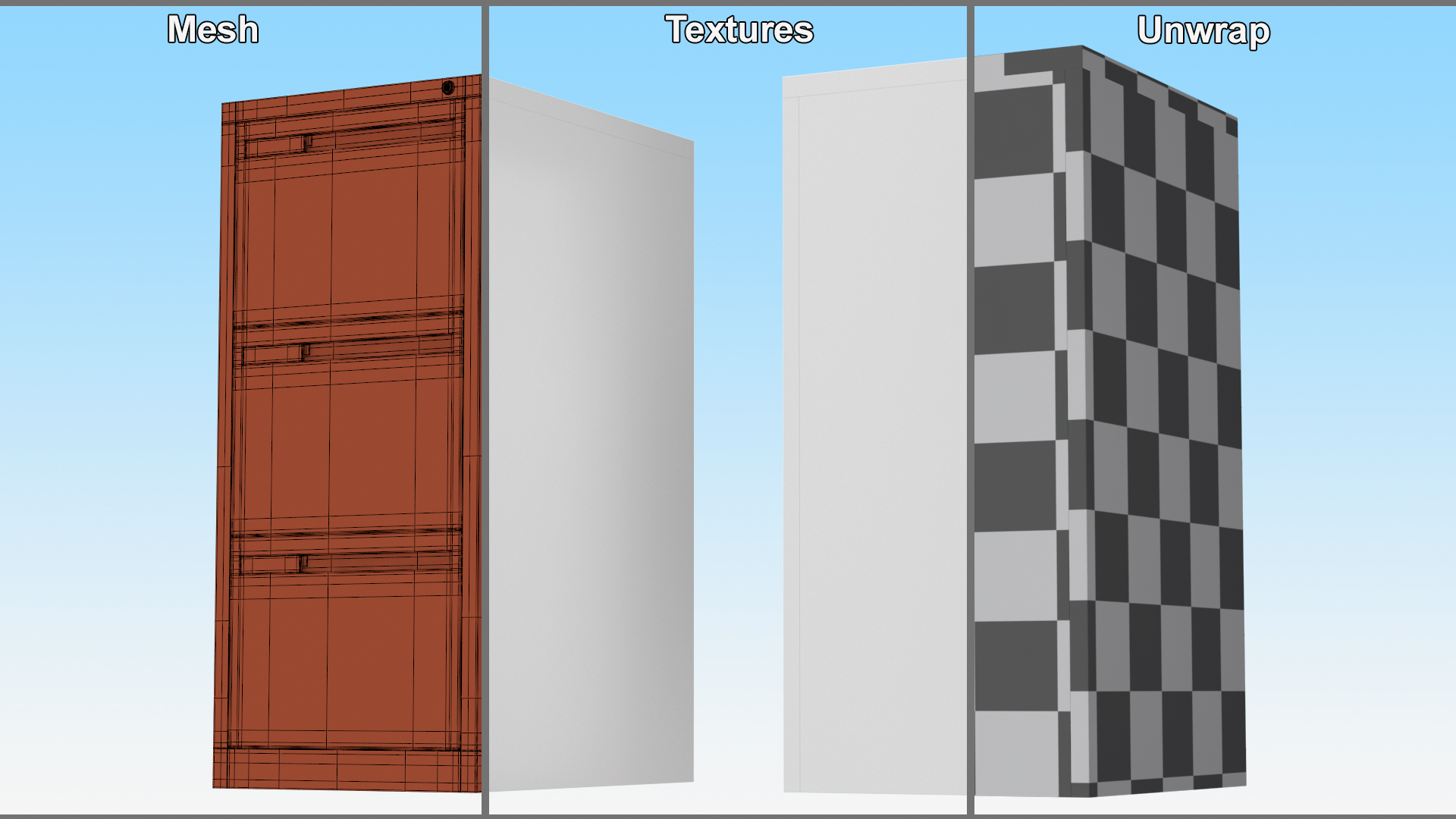 3D Filing Cabinet 3 Drawer Grey model