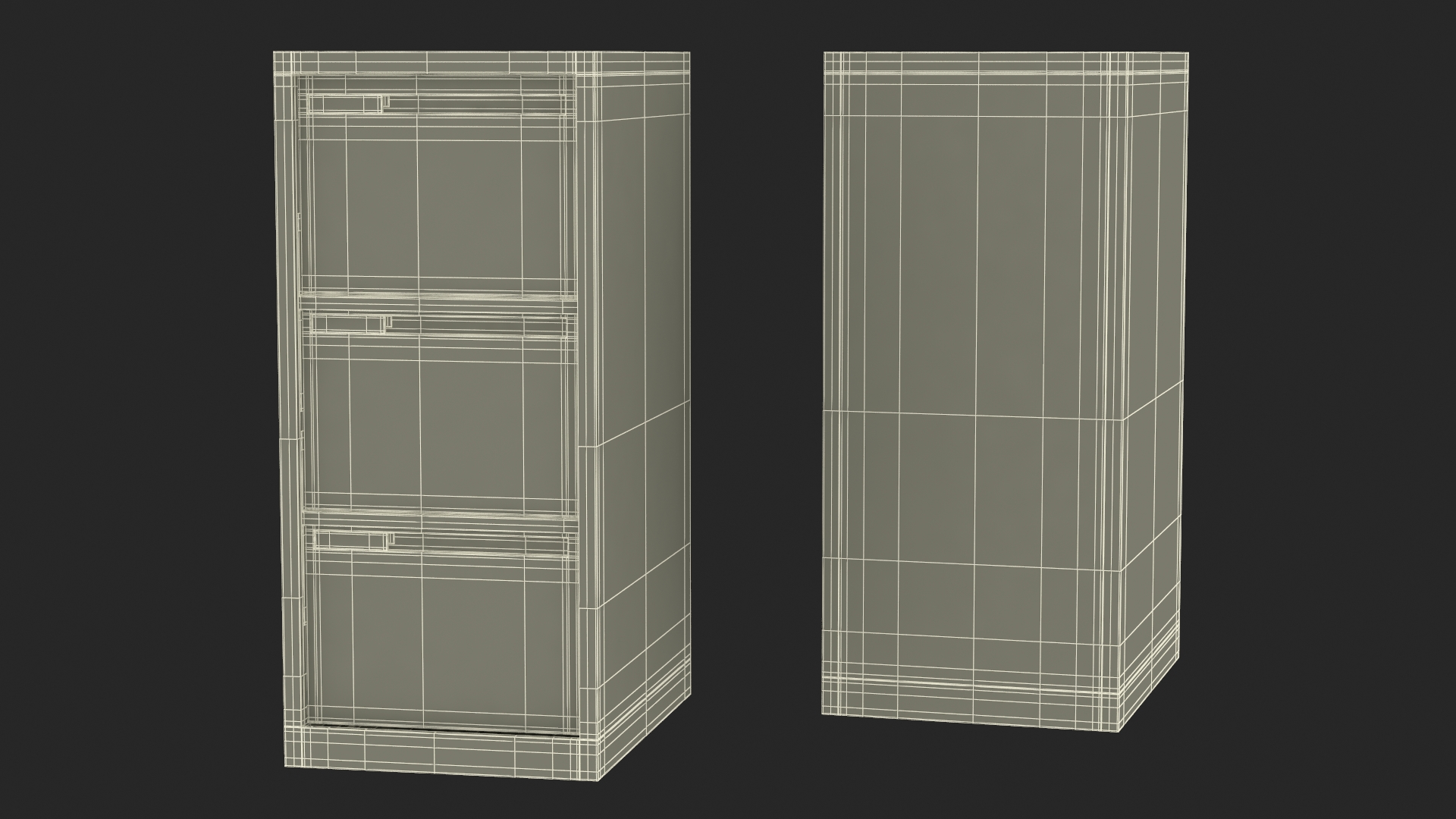 3D Filing Cabinet 3 Drawer Grey model