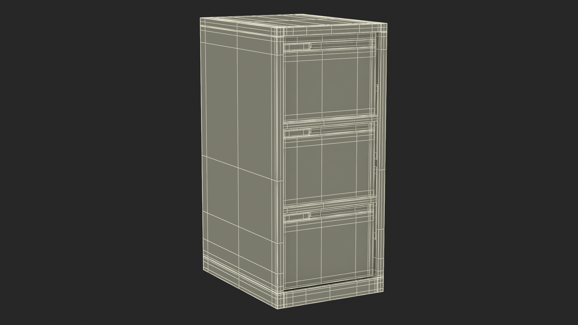 3D Filing Cabinet 3 Drawer Grey model