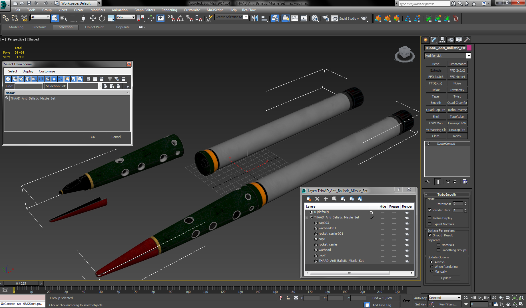 THAAD Anti Ballistic Missile Set 3D
