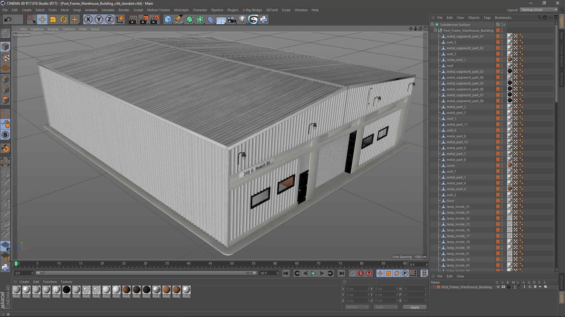 Post Frame Warehouse Building 3D model