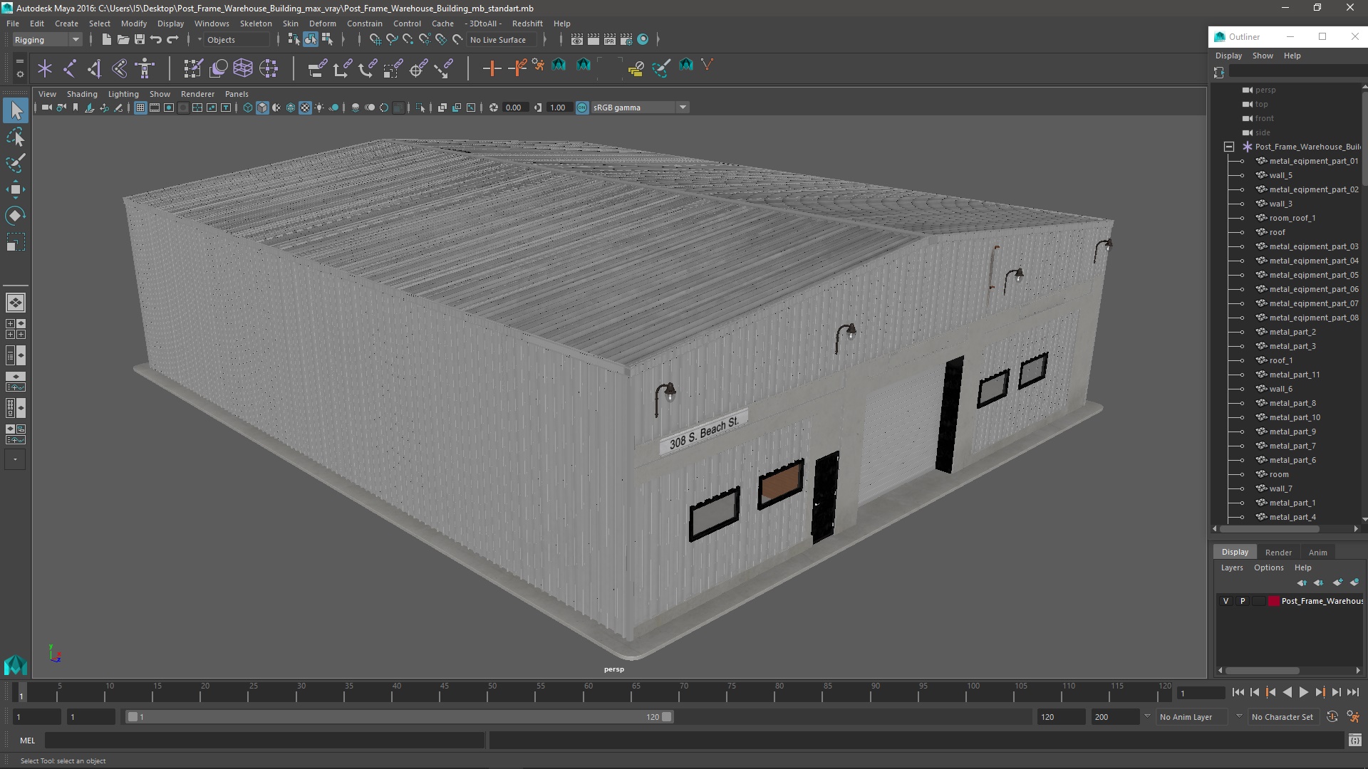 Post Frame Warehouse Building 3D model