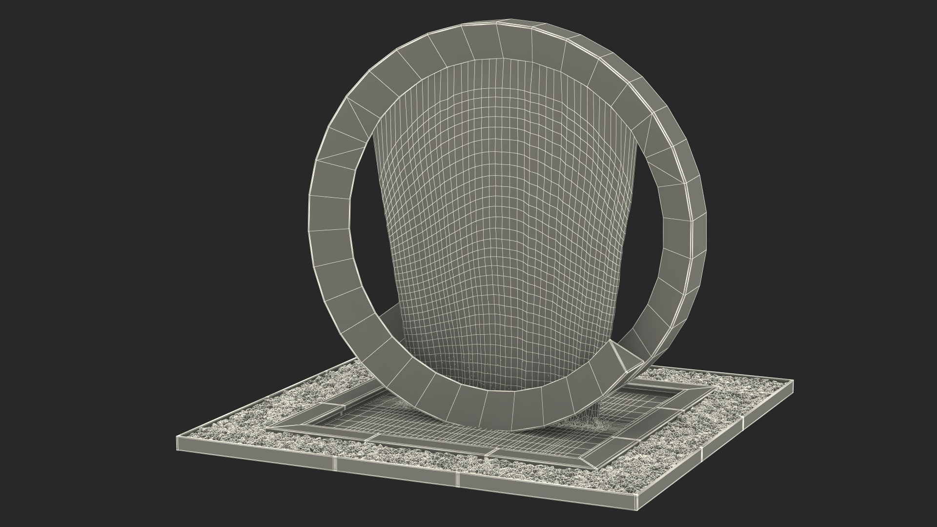 3D Park Fountain with White Pebble