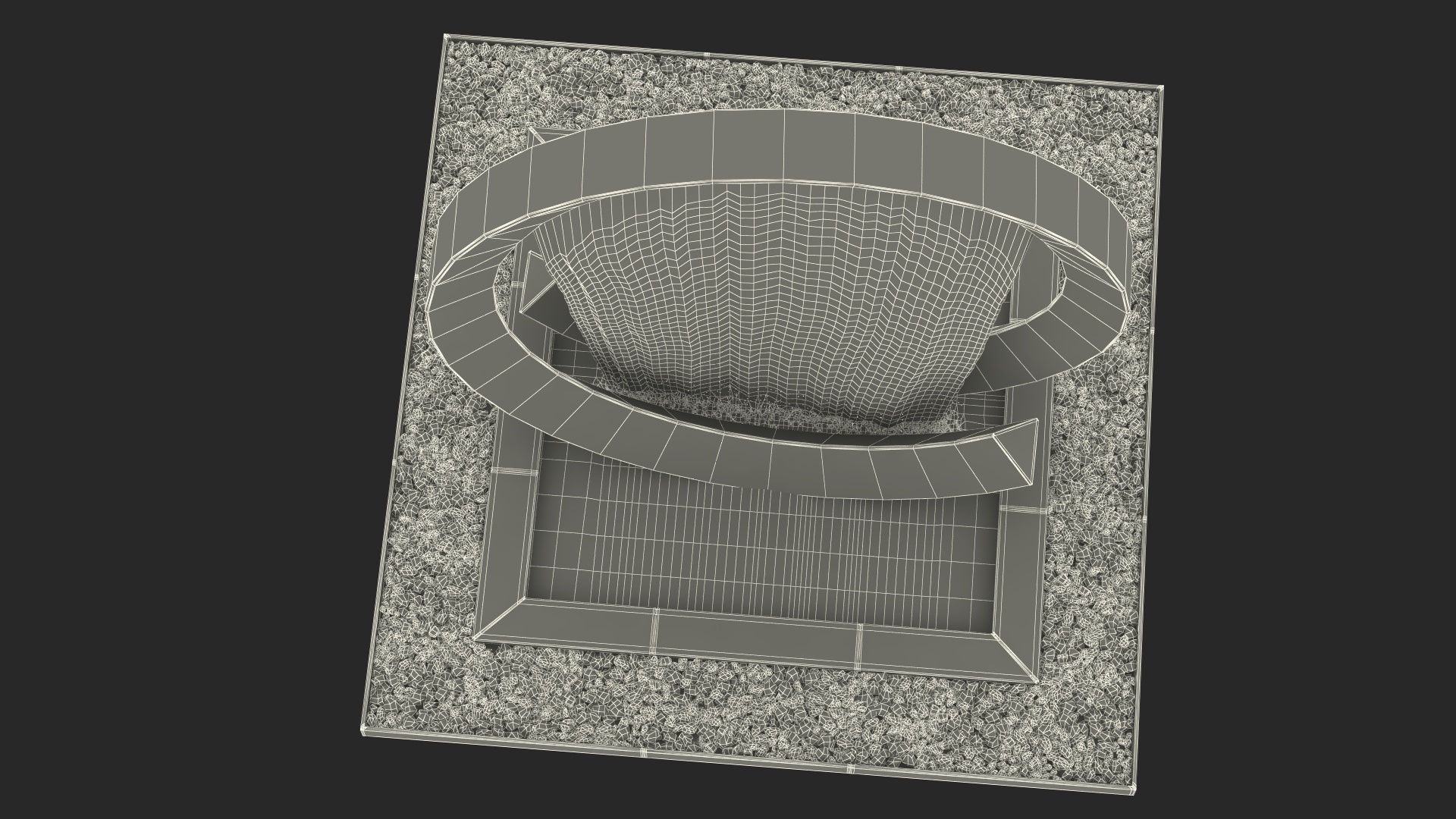 3D Park Fountain with White Pebble