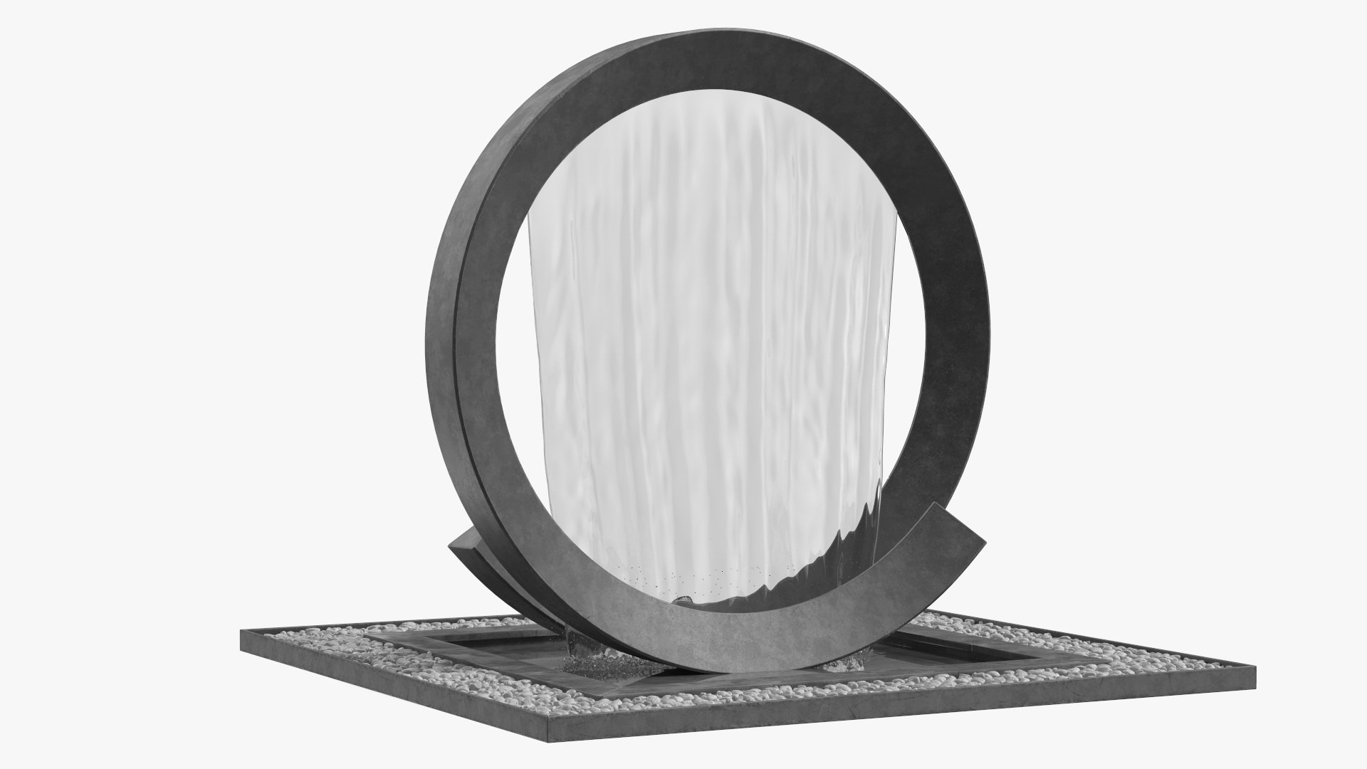 3D Park Fountain with White Pebble