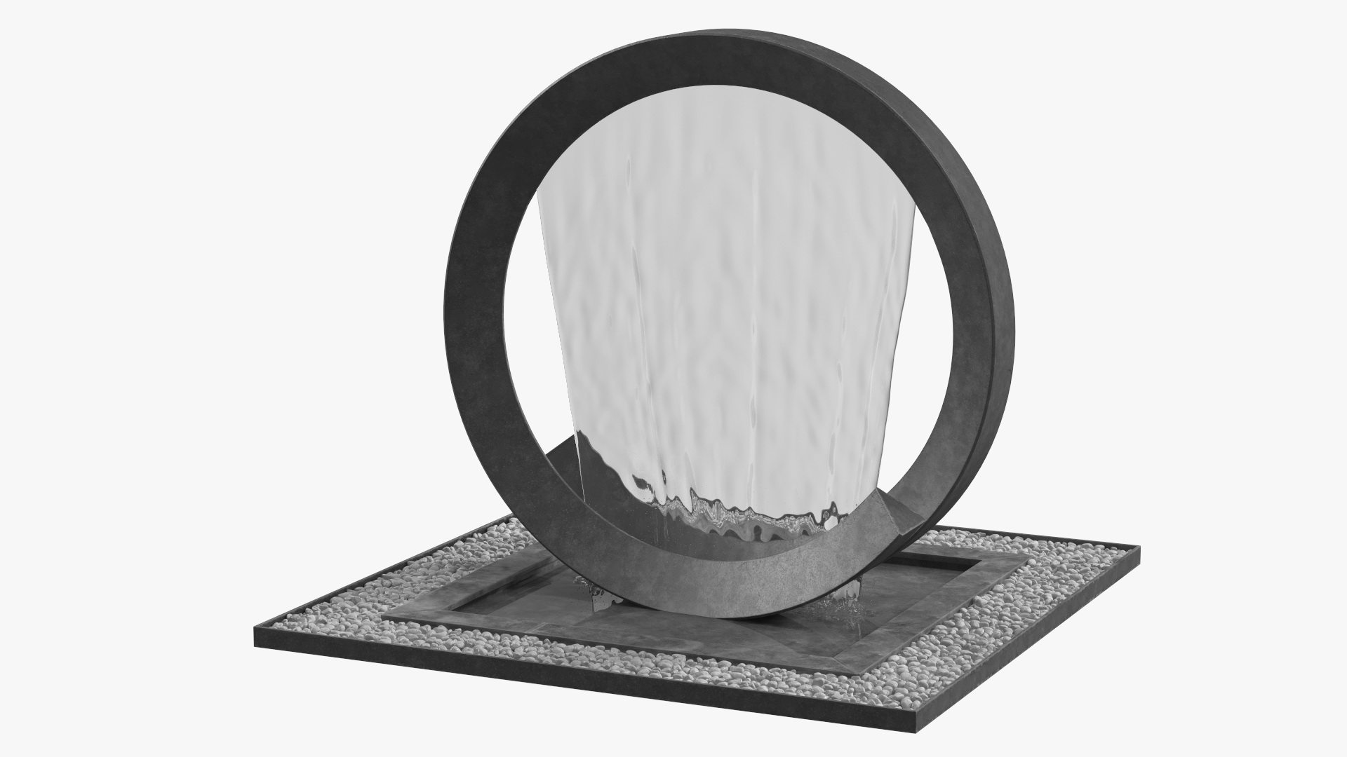 3D Park Fountain with White Pebble