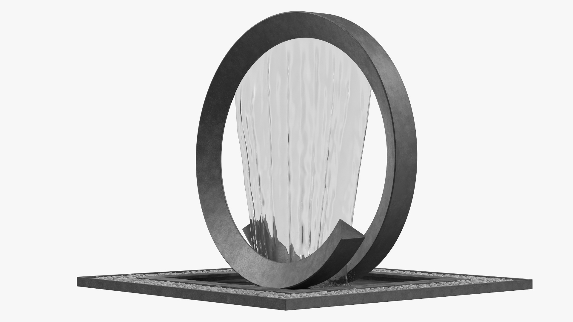3D Park Fountain with White Pebble