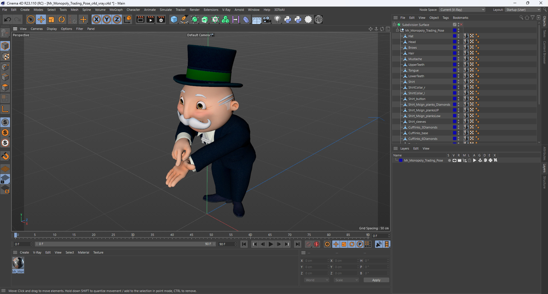Mr Monopoly Trading Pose for 3D Print 3D