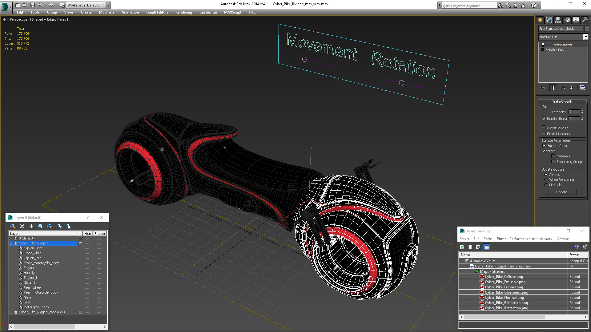 Cyber Bike Rigged 3D