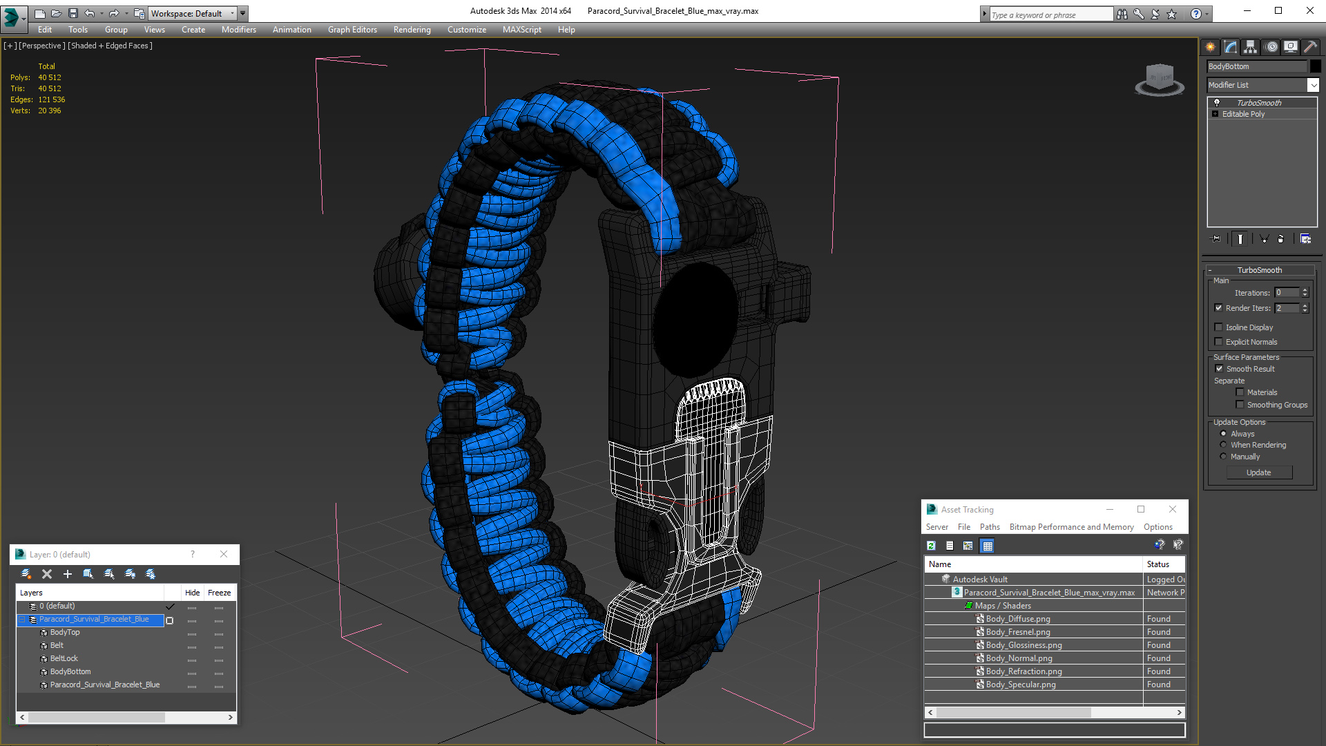 3D Paracord Survival Bracelet Blue