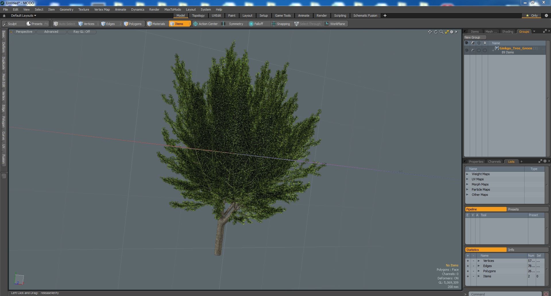 Ginkgo Tree Green 3D