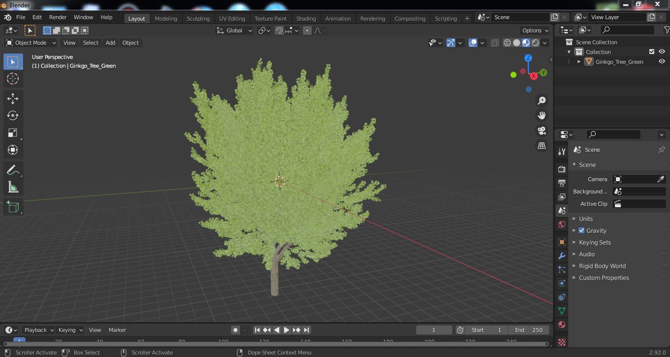 Ginkgo Tree Green 3D