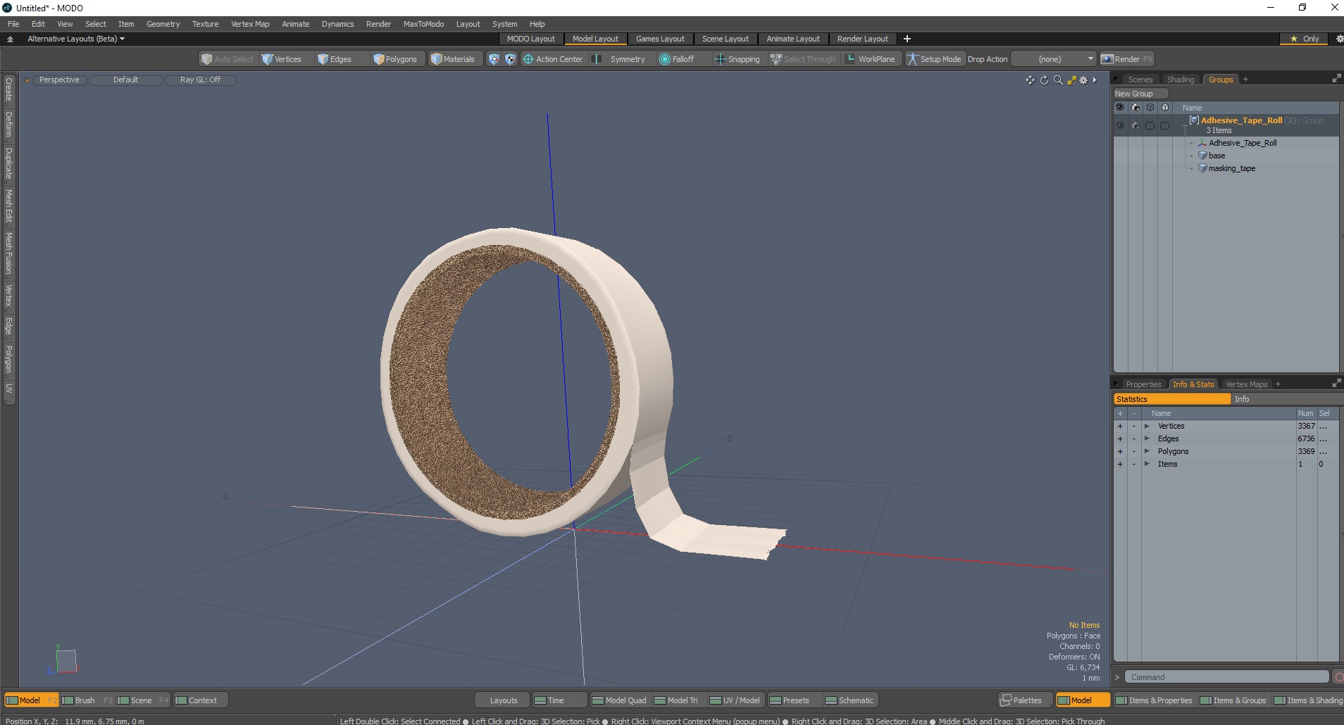 3D Adhesive Tape Roll model