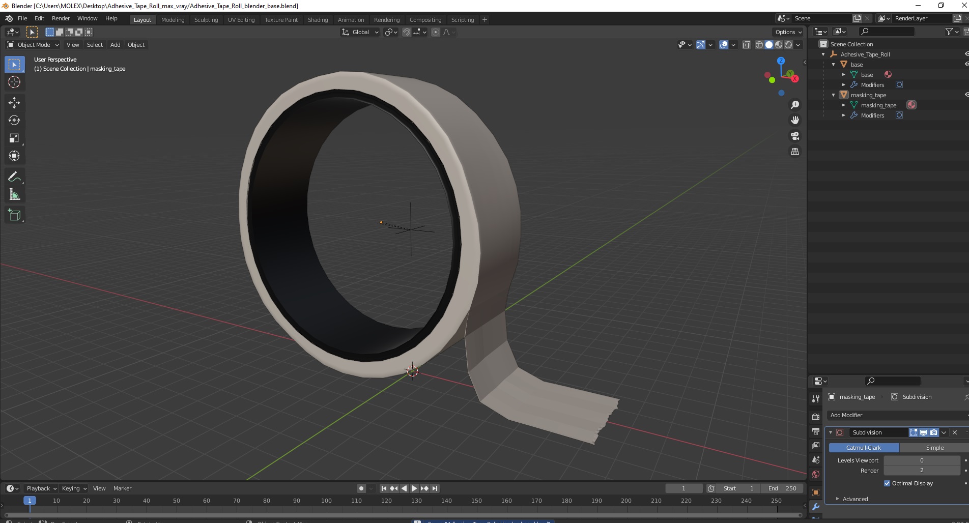 3D Adhesive Tape Roll model