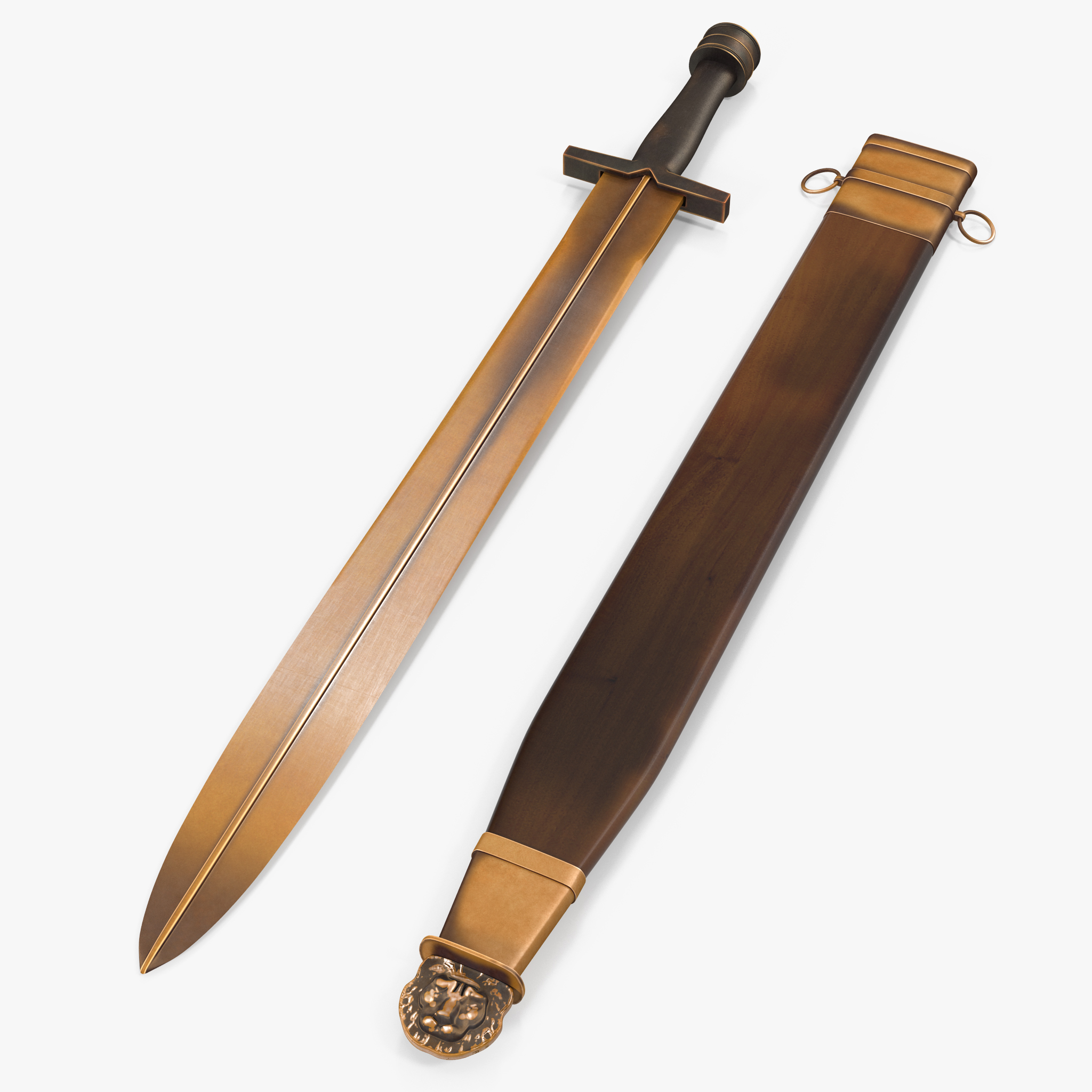 Greek Xiphos Sword with Sheath 3D Model