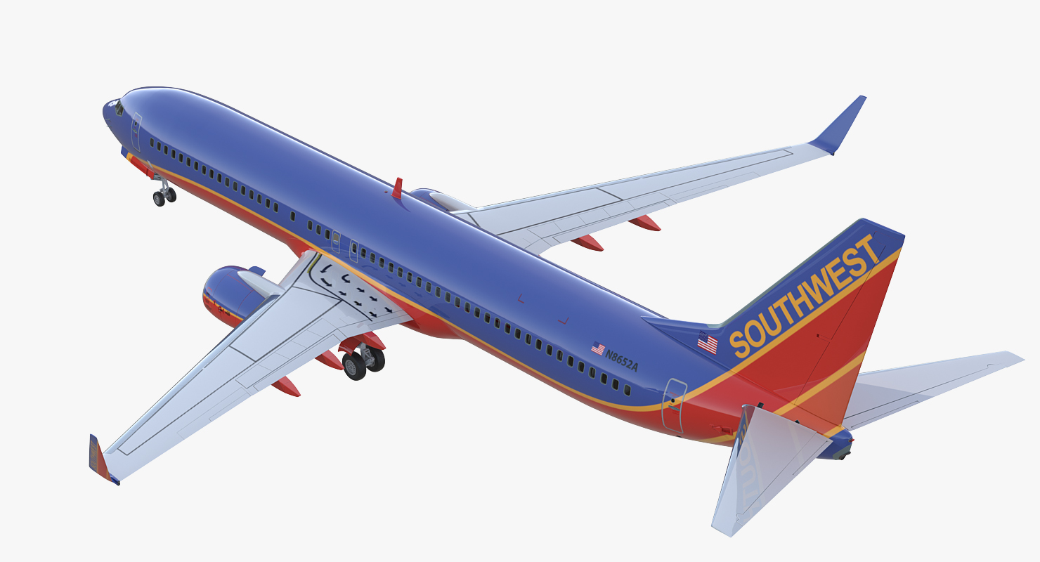 Boeing 737 900 ER Southwest Airlines with Cabin Rigged 3D model