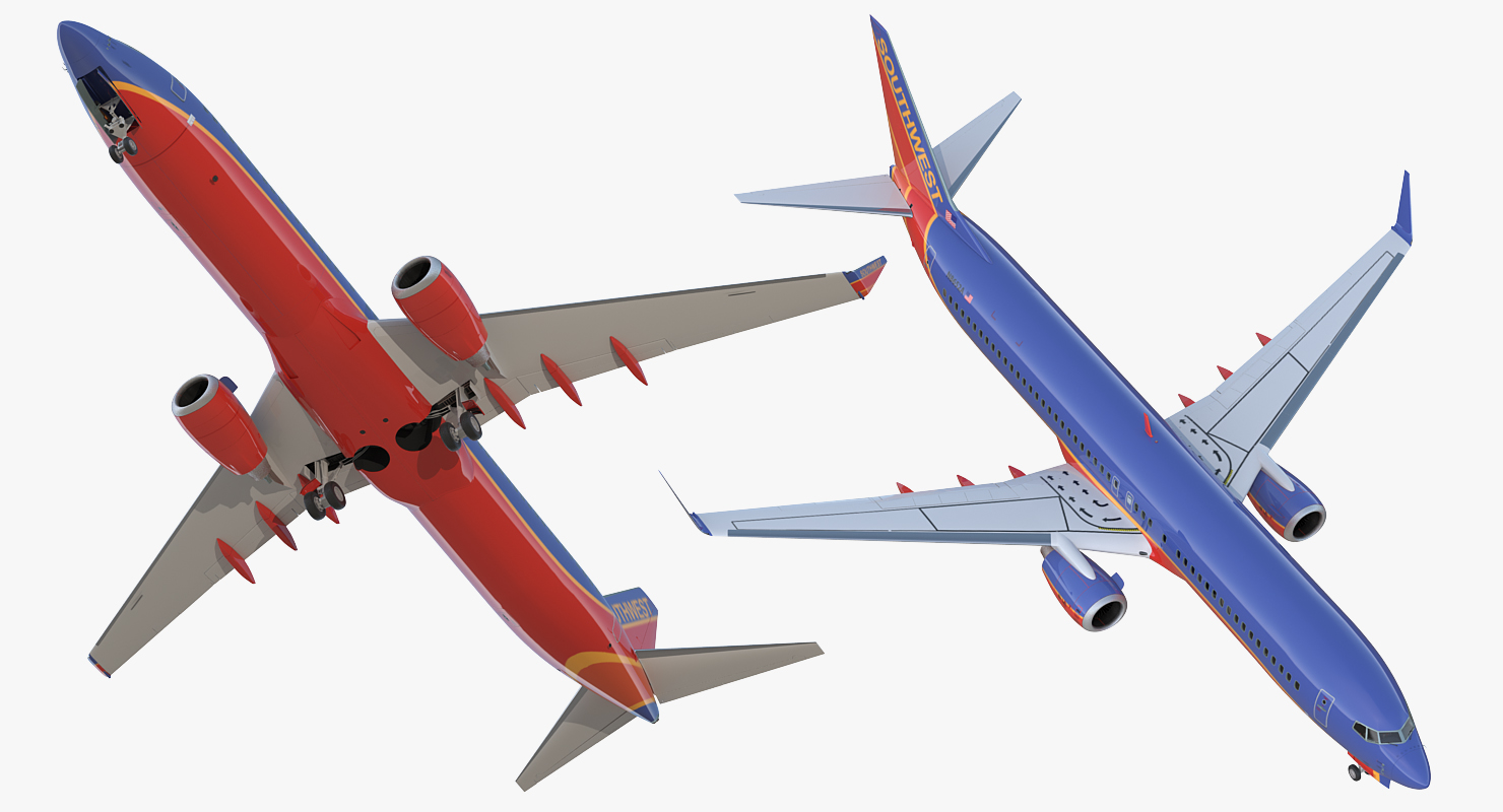 Boeing 737 900 ER Southwest Airlines with Cabin Rigged 3D model