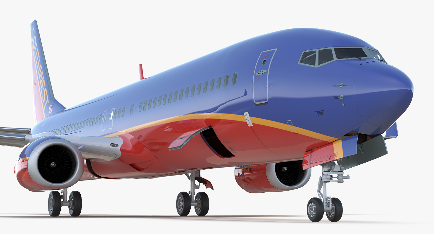 Boeing 737 900 ER Southwest Airlines with Cabin Rigged 3D model