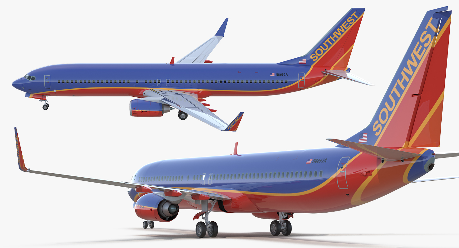 Boeing 737 900 ER Southwest Airlines with Cabin Rigged 3D model