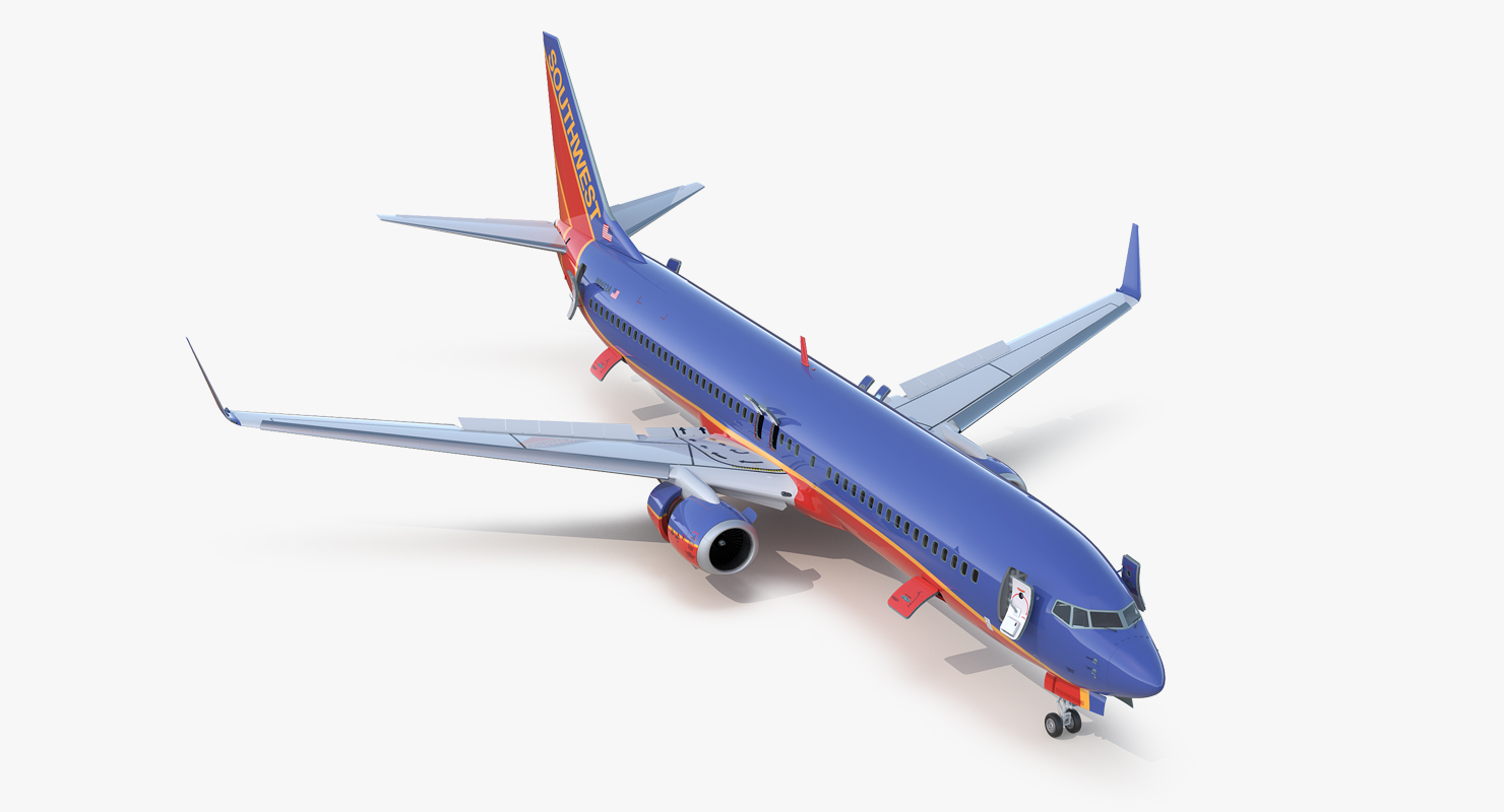 Boeing 737 900 ER Southwest Airlines with Cabin Rigged 3D model
