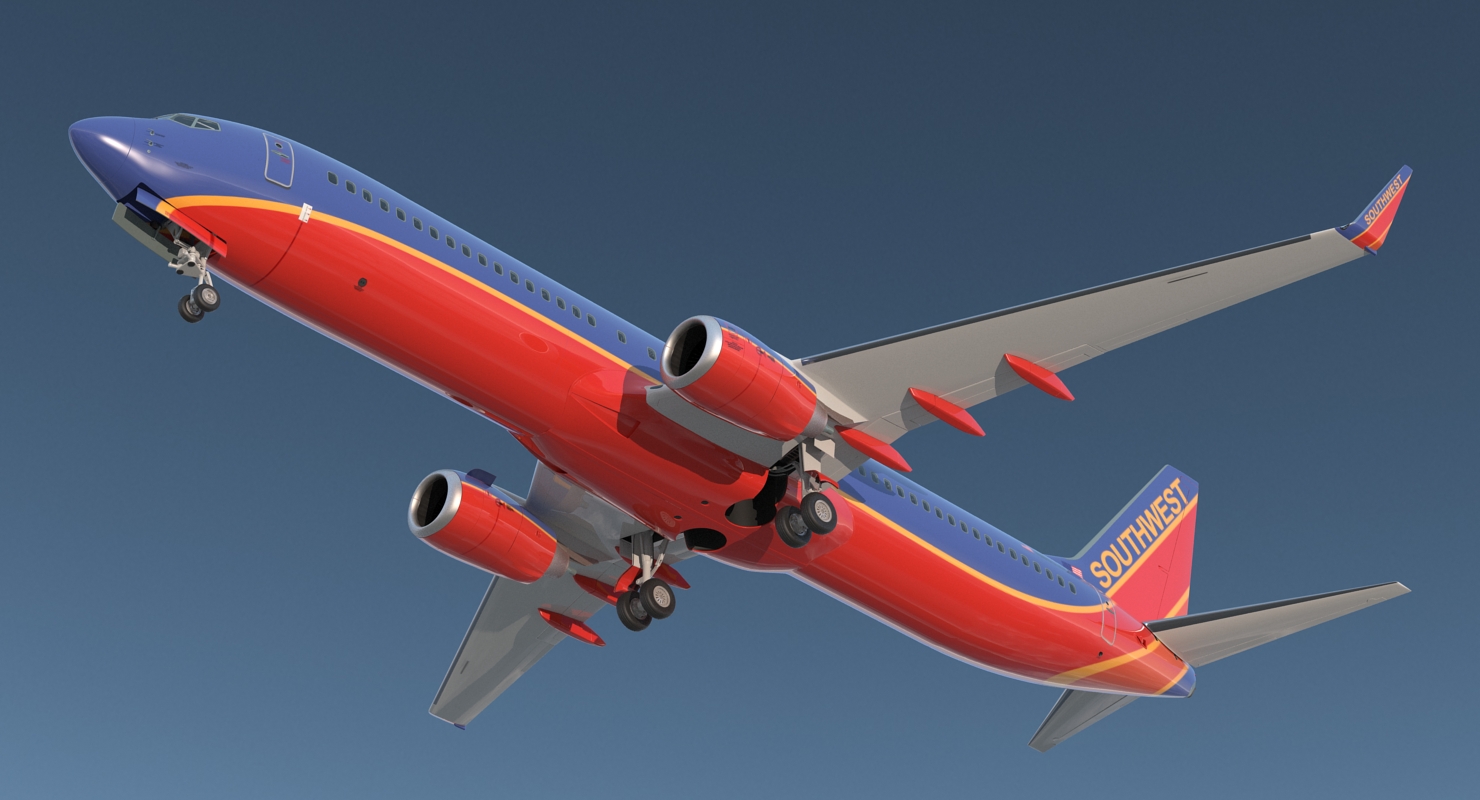 Boeing 737 900 ER Southwest Airlines with Cabin Rigged 3D model