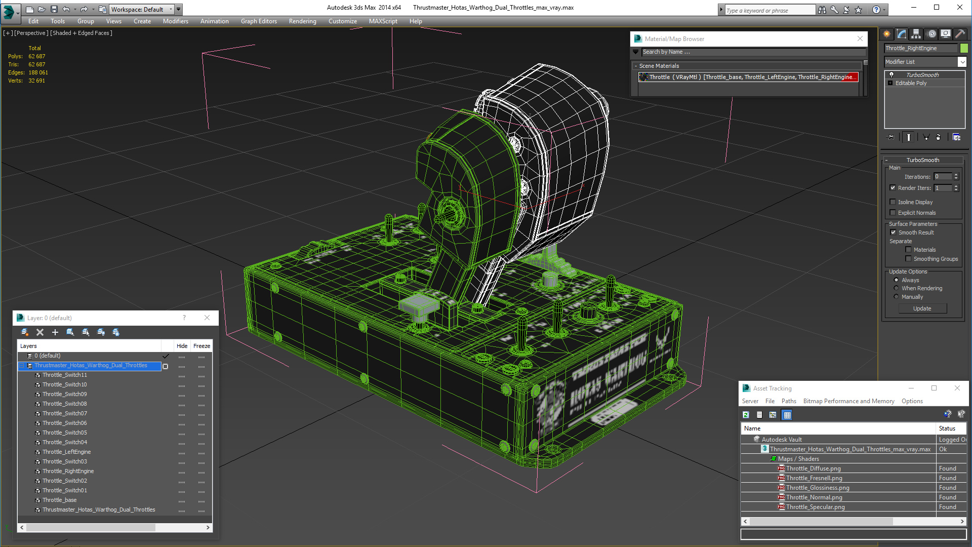3D Thrustmaster Hotas Warthog Dual Throttles