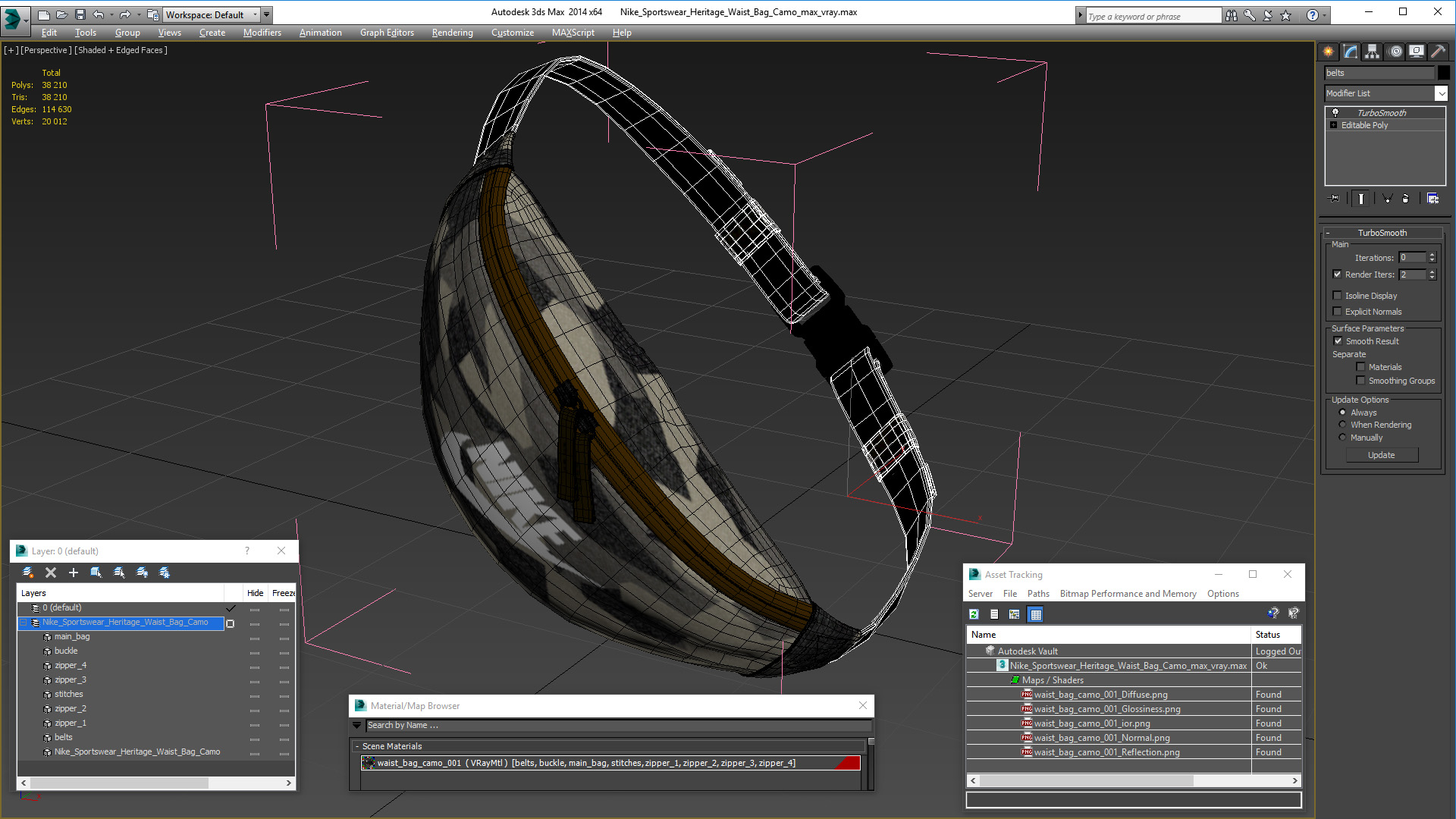 Nike Sportswear Heritage Waist Bag Camo 3D model