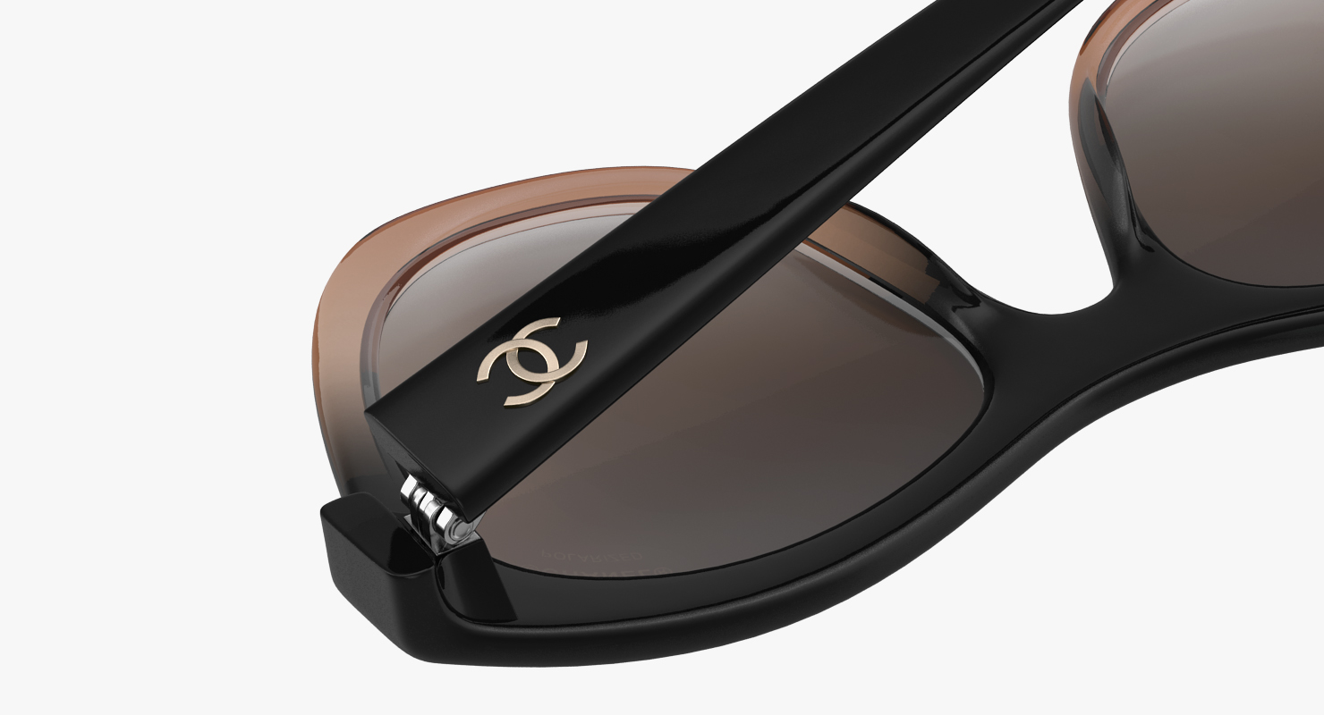 Chanel Butterfly Pearl Polarized Sunglasses Brown 3D model