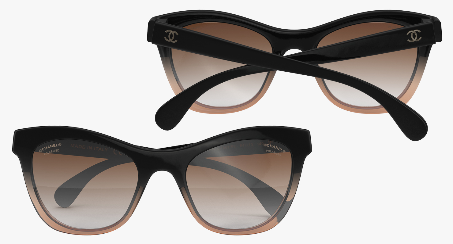 Chanel Butterfly Pearl Polarized Sunglasses Brown 3D model