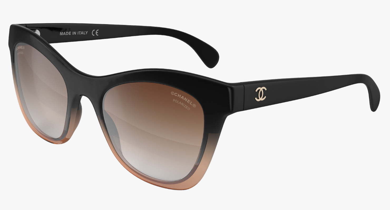 Chanel Butterfly Pearl Polarized Sunglasses Brown 3D model