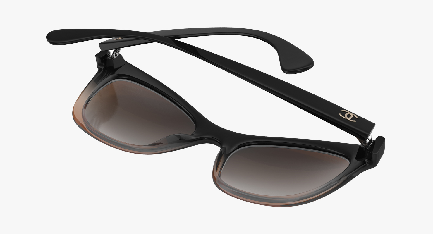 Chanel Butterfly Pearl Polarized Sunglasses Brown 3D model