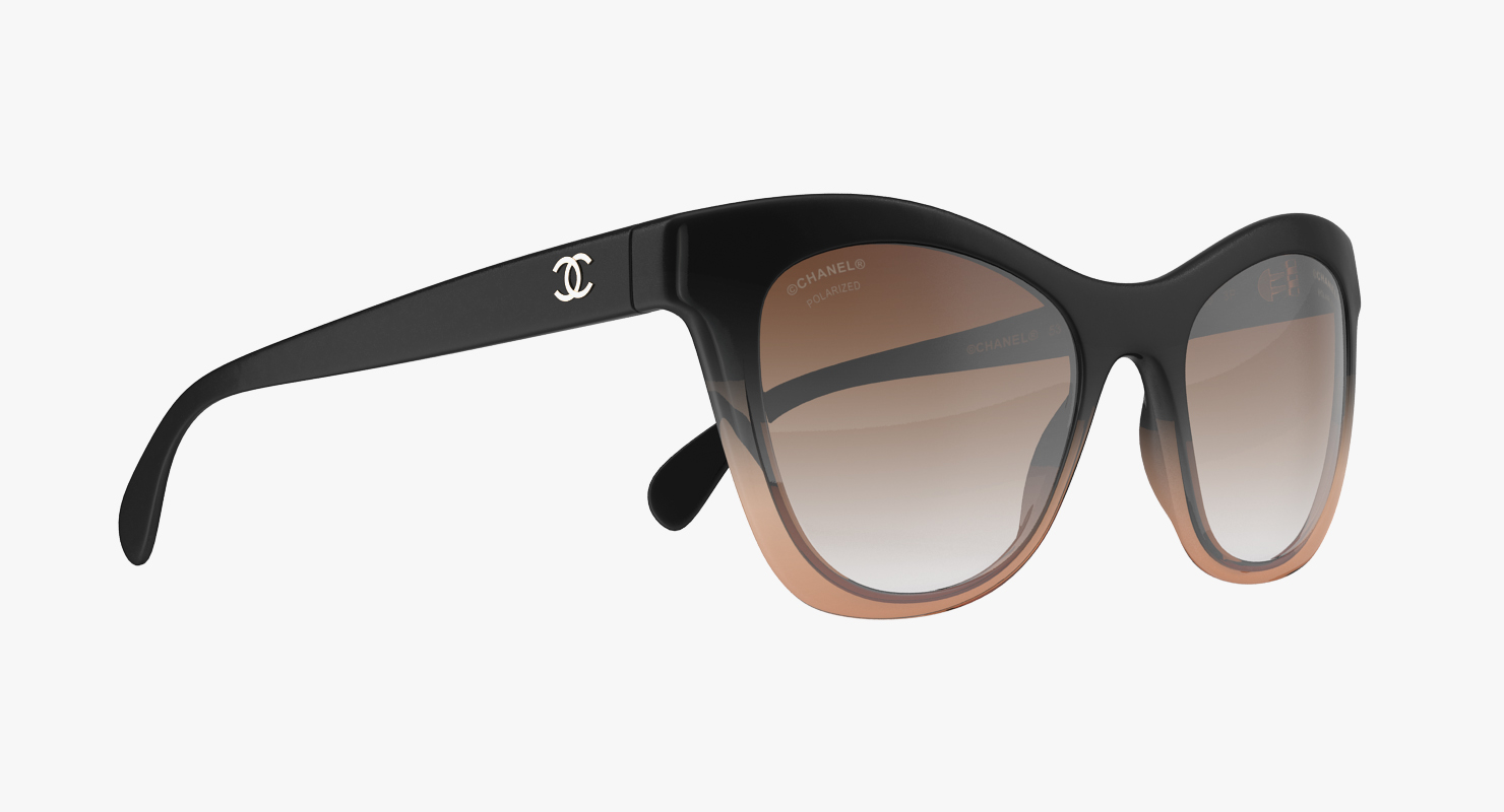 Chanel Butterfly Pearl Polarized Sunglasses Brown 3D model