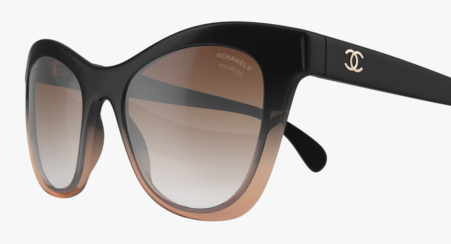 Chanel Butterfly Pearl Polarized Sunglasses Brown 3D model