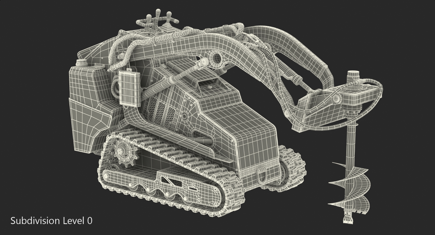 3D Mini Skid Steer Loader with Auger model
