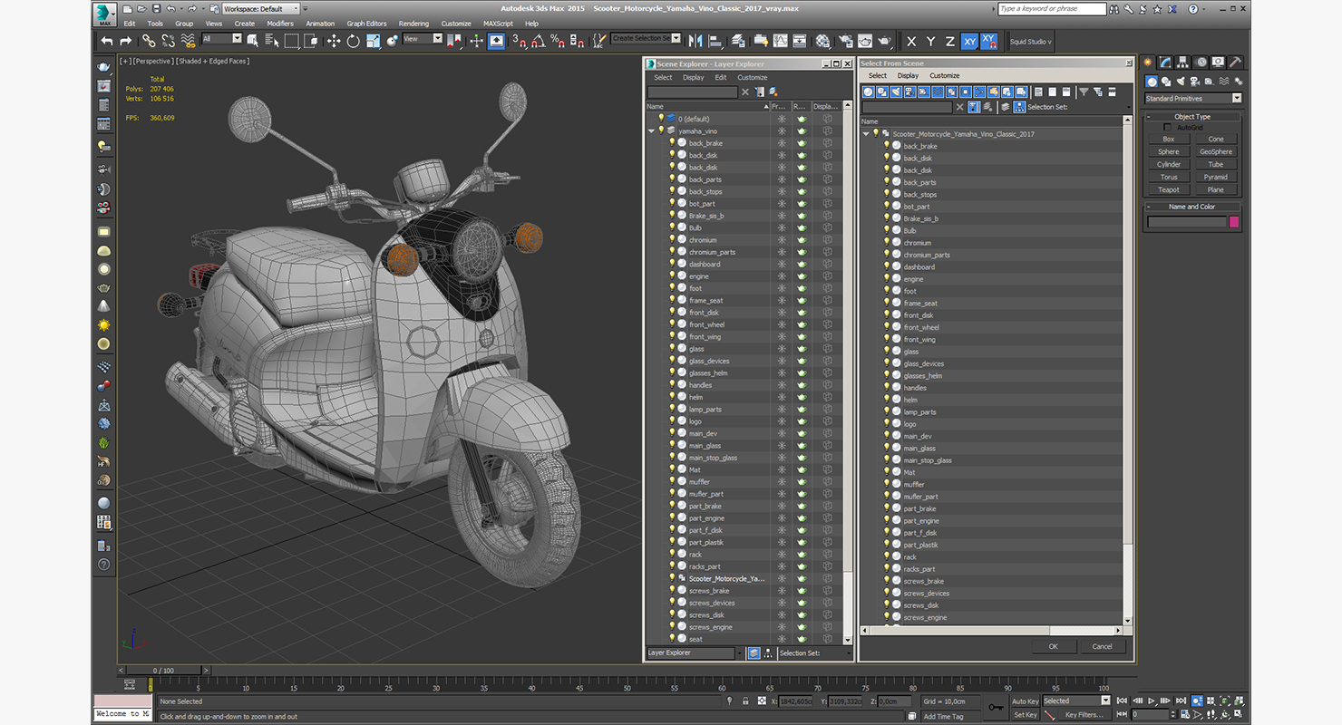 3D Scooter Motorcycle Yamaha Vino Classic 2017 model