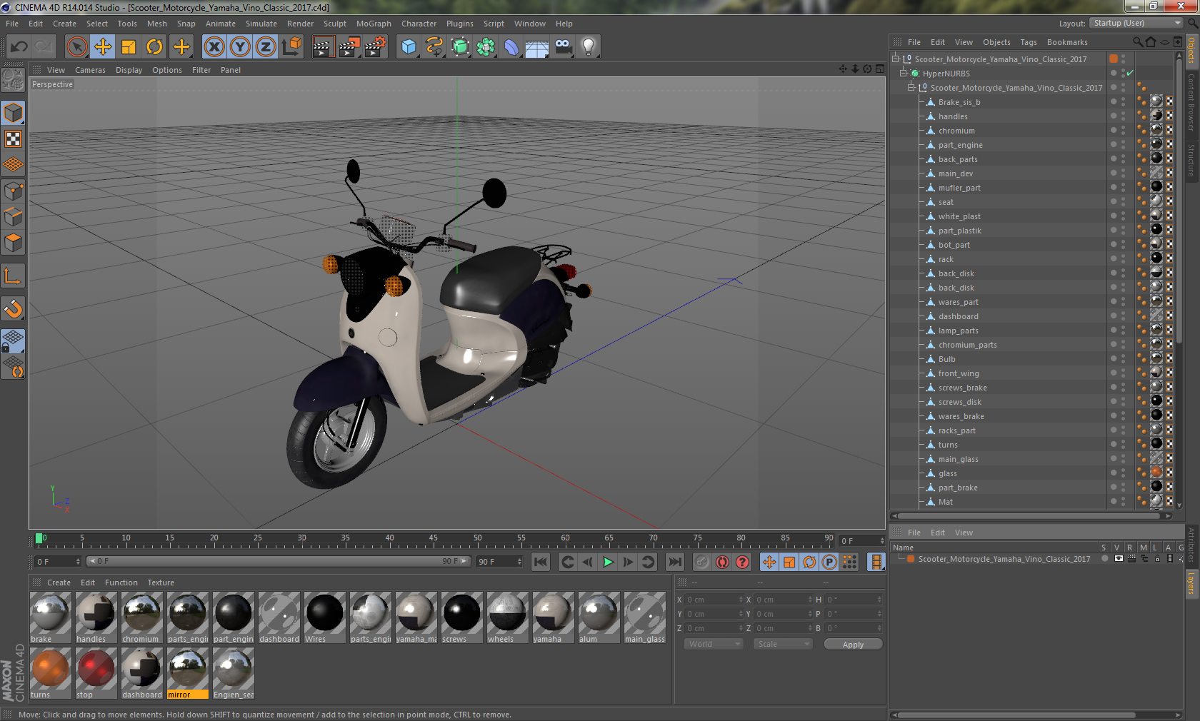 3D Scooter Motorcycle Yamaha Vino Classic 2017 model