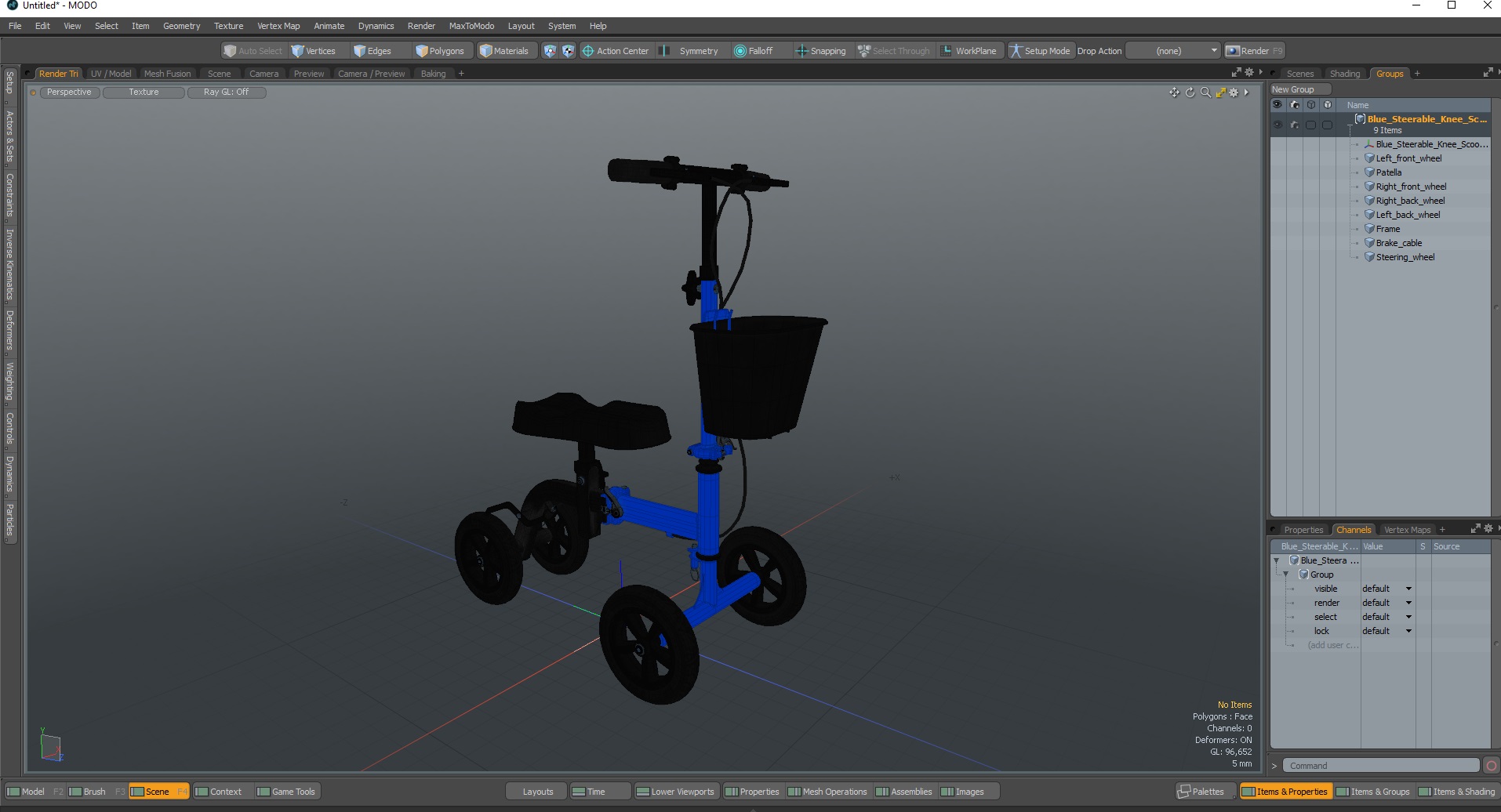Blue Steerable Knee Scooter 3D