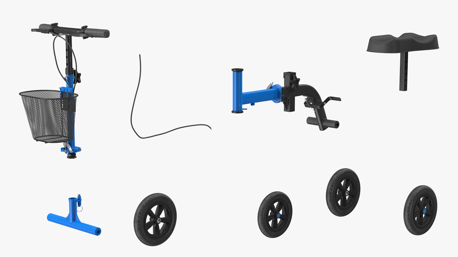 Blue Steerable Knee Scooter 3D