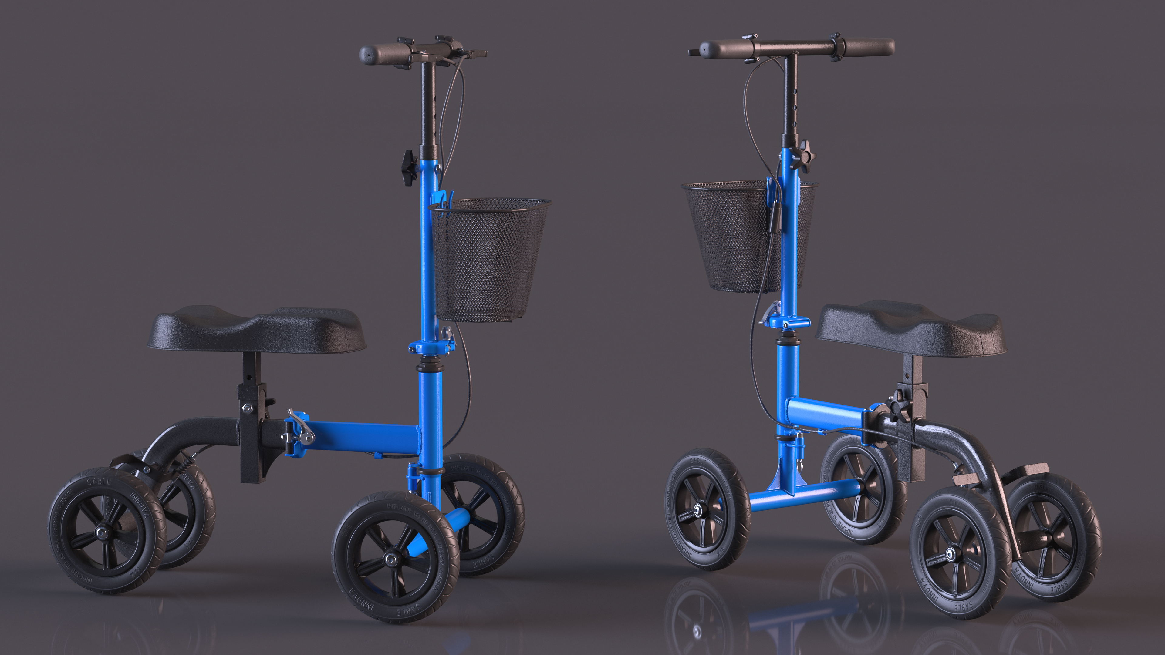 Blue Steerable Knee Scooter 3D