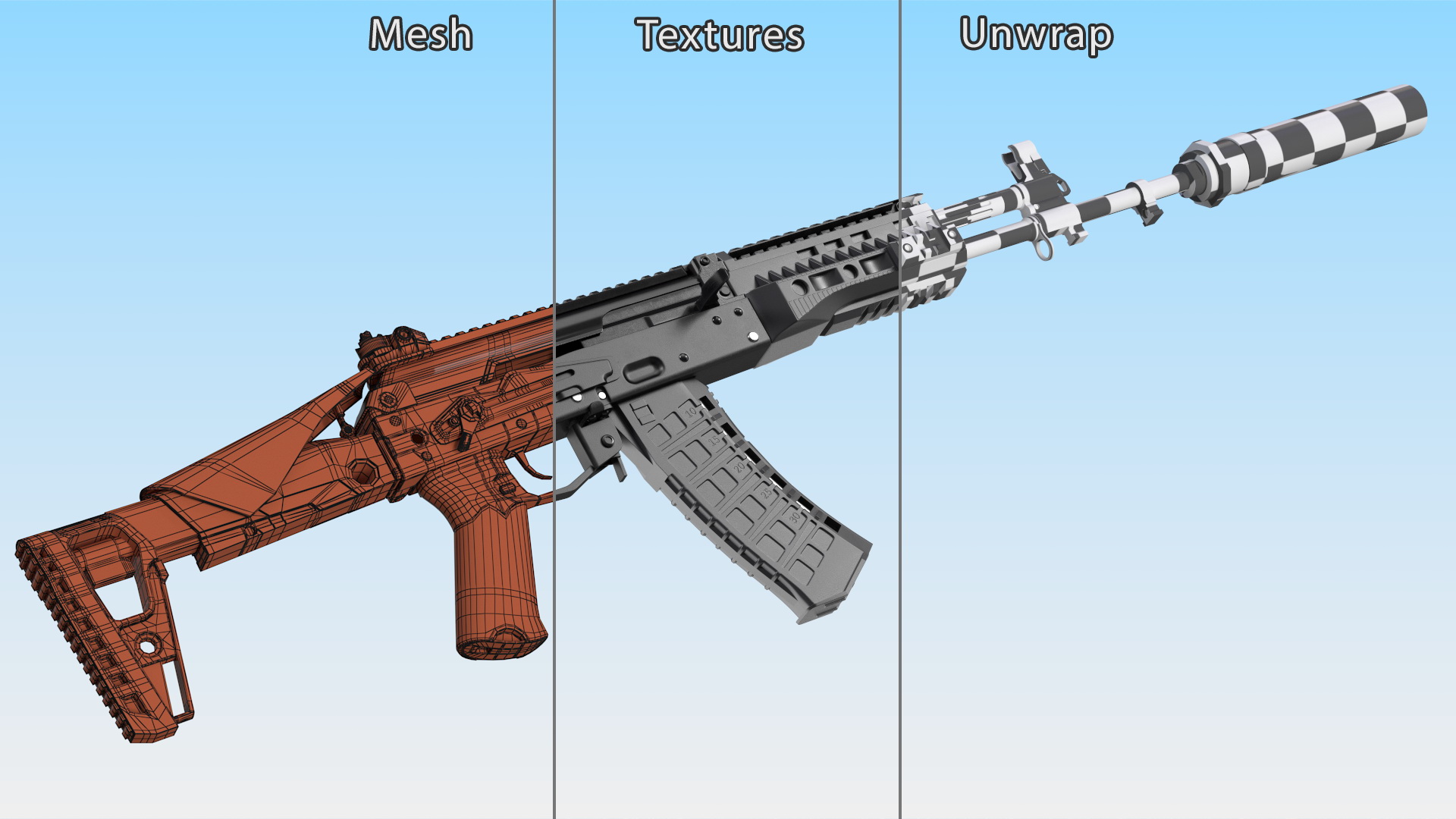 Silenced Kalashnikov Firearm AK-12 3D model