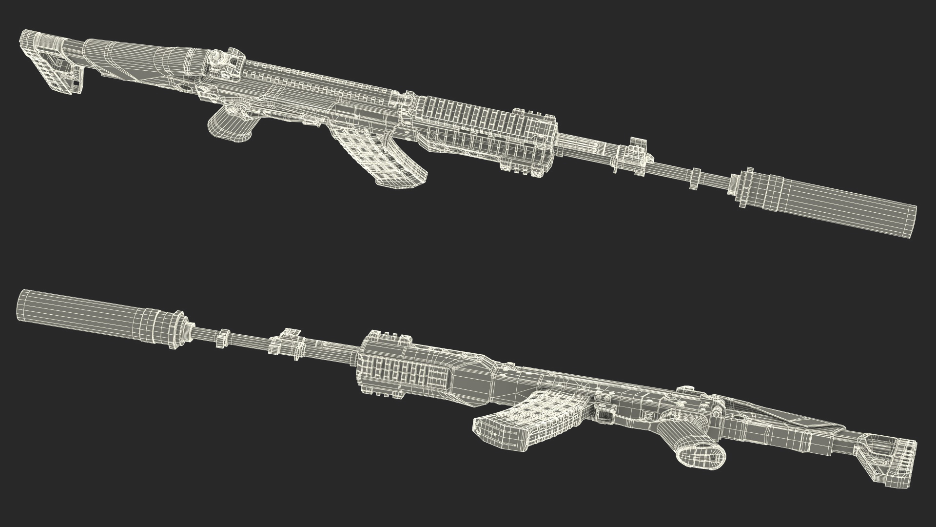 Silenced Kalashnikov Firearm AK-12 3D model