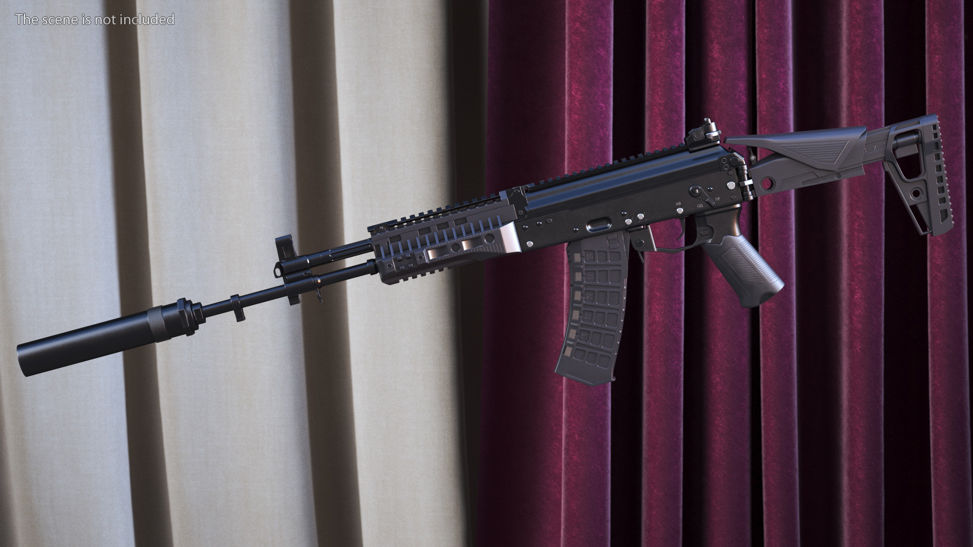 Silenced Kalashnikov Firearm AK-12 3D model