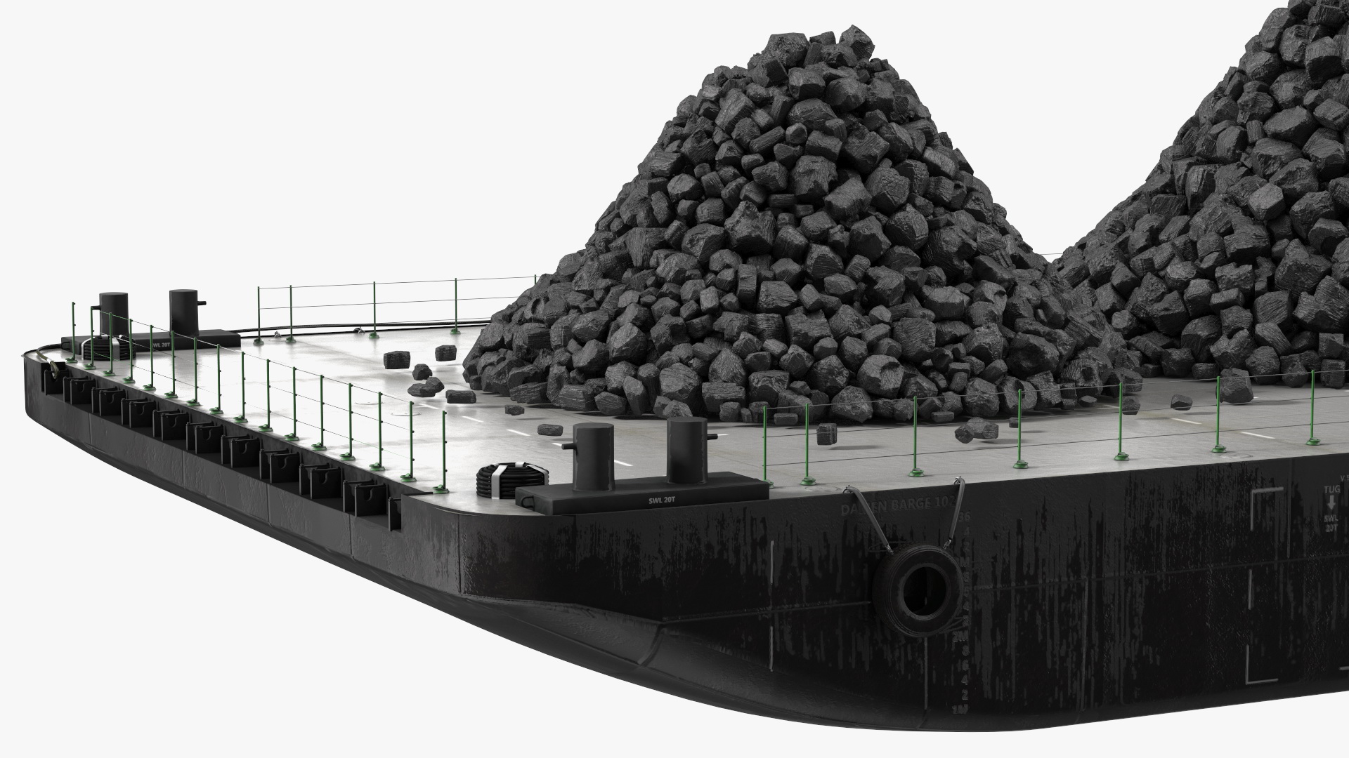 3D model Pontoon Barge Loaded Coal