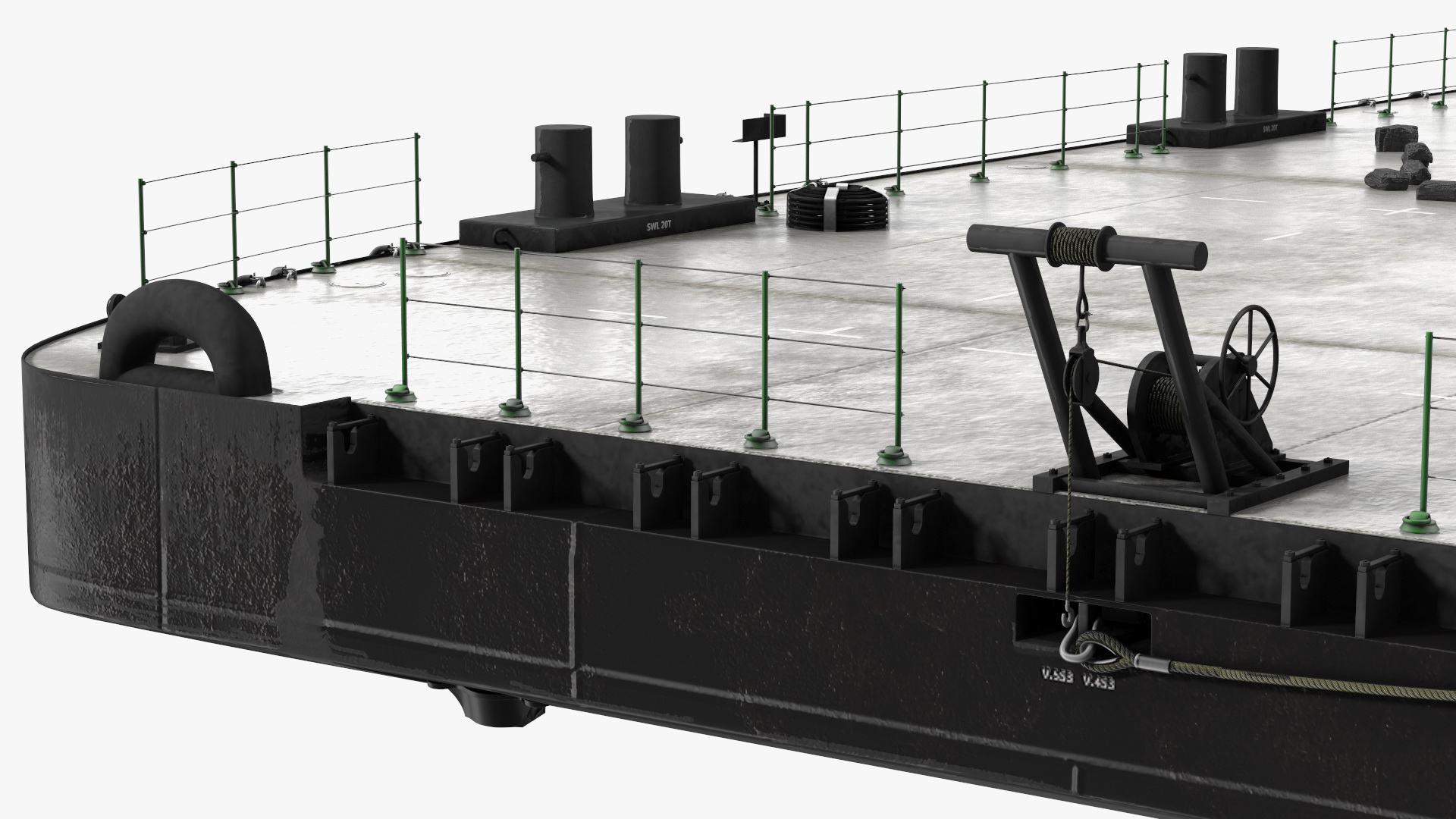 3D model Pontoon Barge Loaded Coal