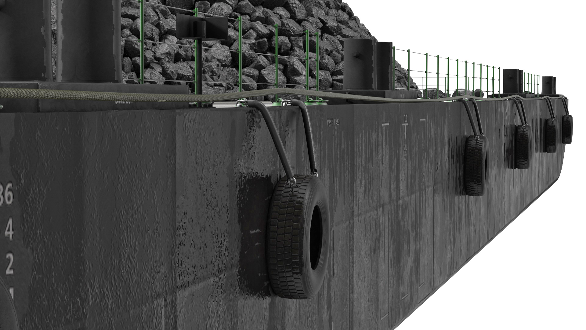 3D model Pontoon Barge Loaded Coal