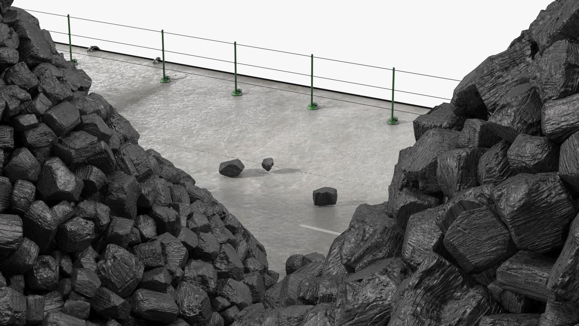 3D model Pontoon Barge Loaded Coal