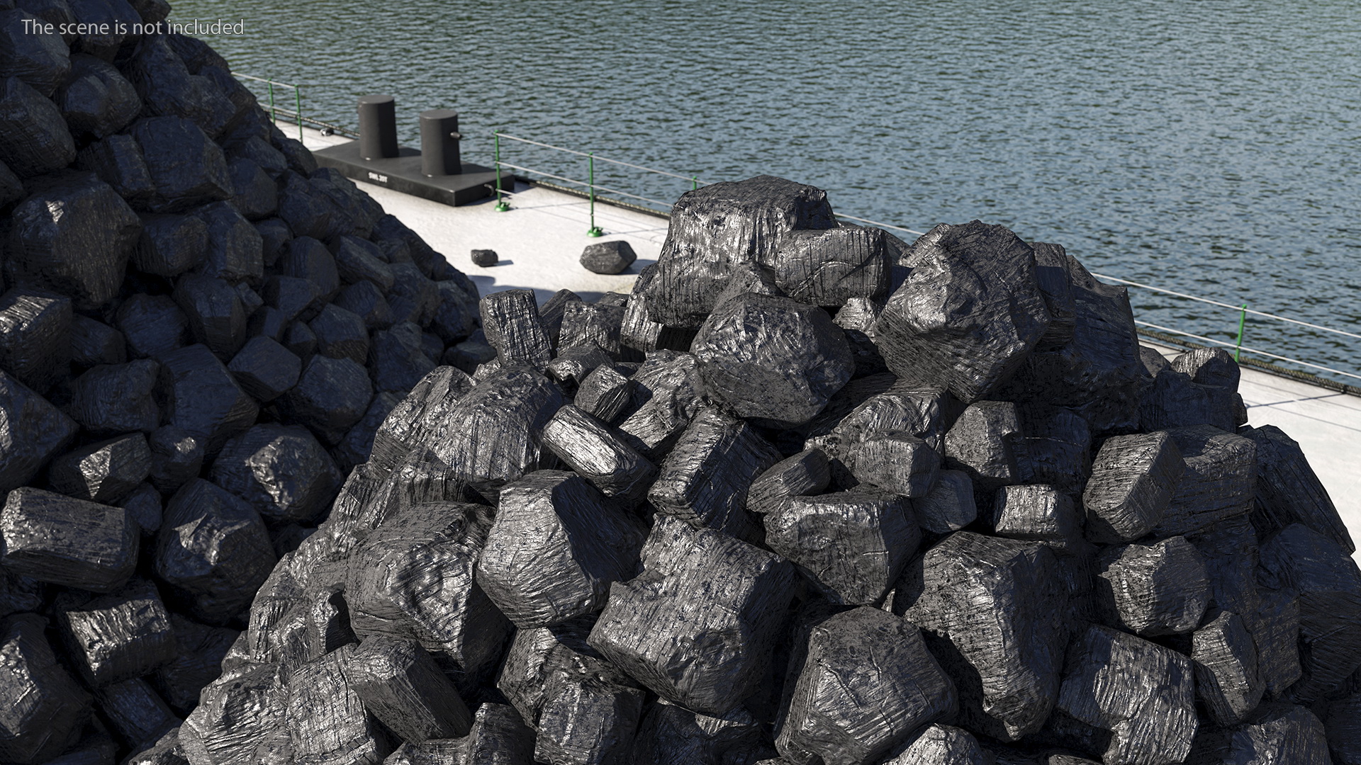 3D model Pontoon Barge Loaded Coal